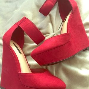 Red Velvet Double Platform Heels